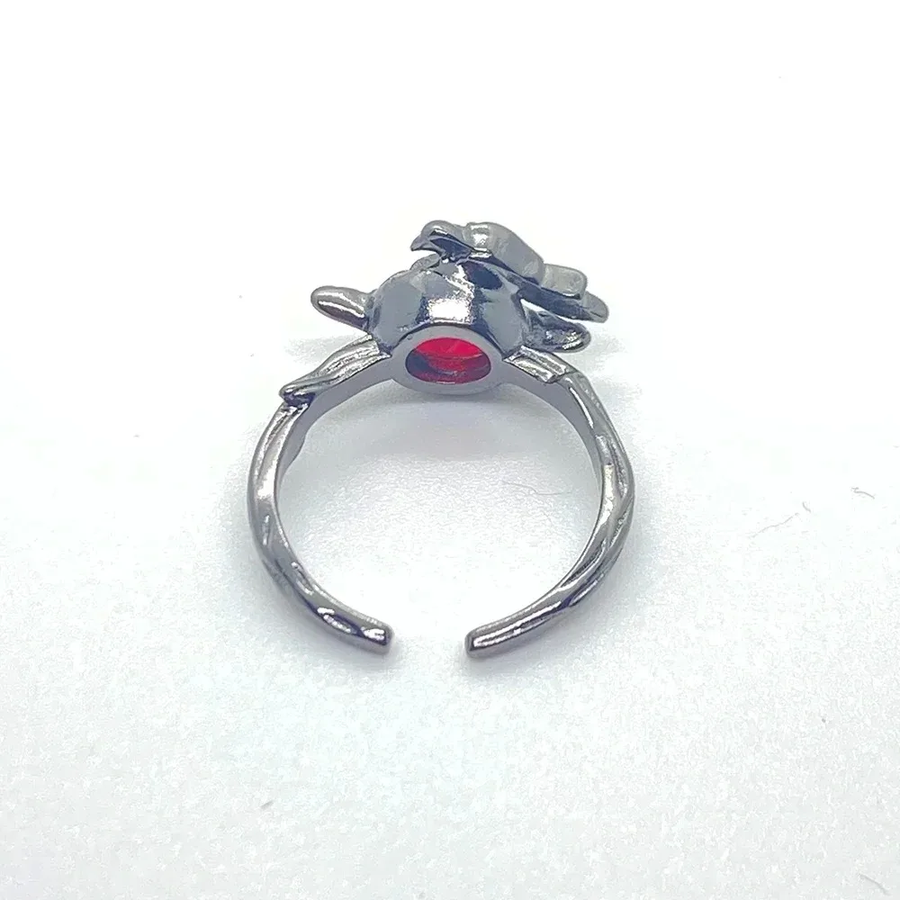Game Love And Deepspace Sylus Crow Cosplay Ring Unisex Alloy Adjustable Opening Red Gem Rings Jewelry Accessories Prop