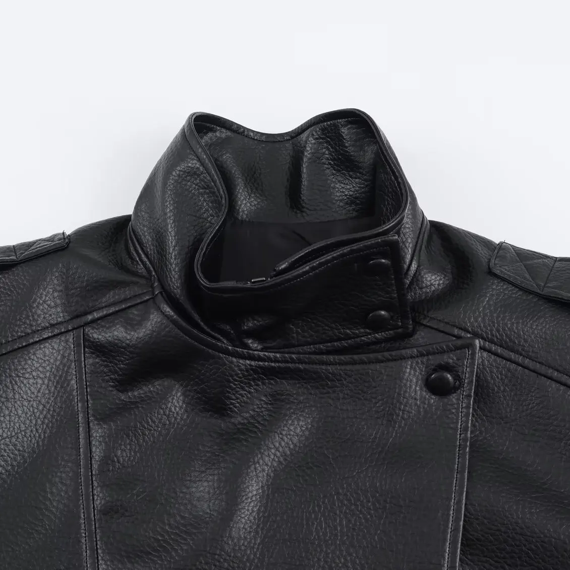 Faionable ZR Sle Leder Jaet Damen Ort Mantel Herbst Winter Streetwear Lange Sve Stehkragen Warme Oberbekleidung