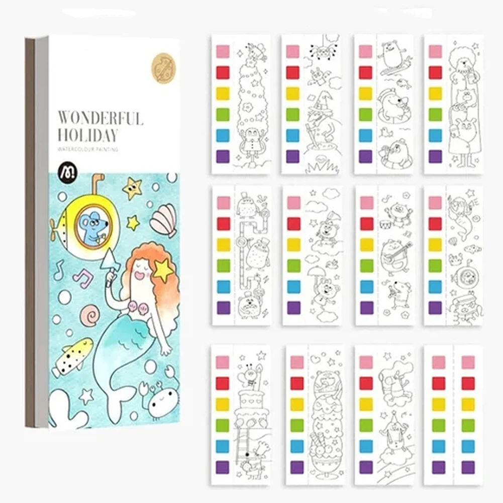 20pcs Watercolor Painting Coloring Paper Fine Grain Watercolor Paper Set With Brush Perfect Gift