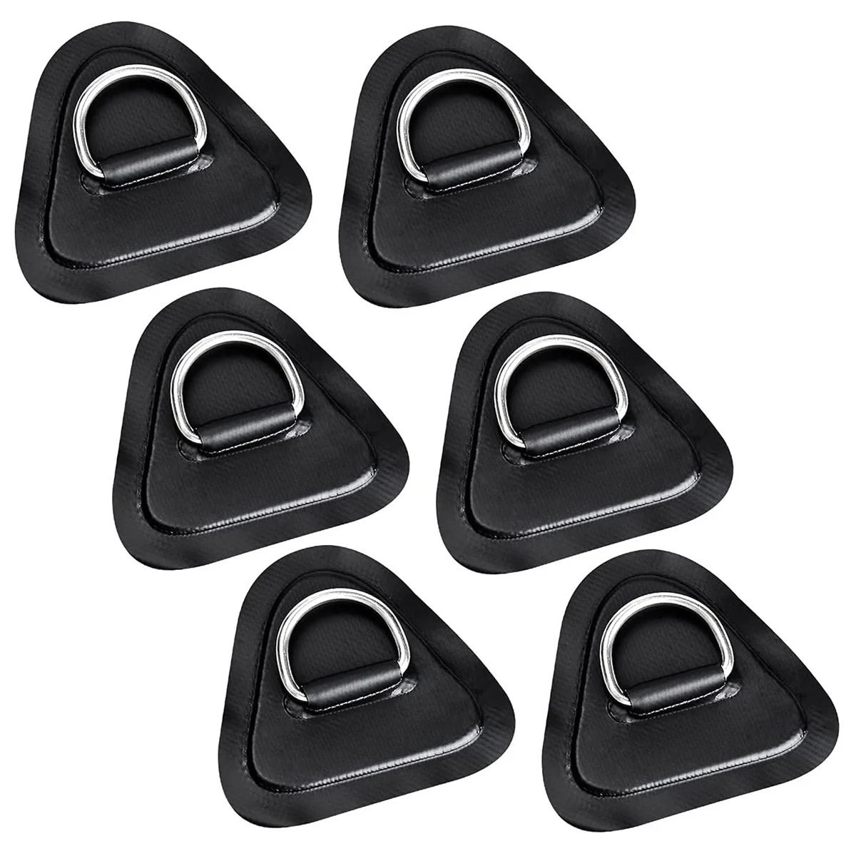 6Pack D-Ring Patch for Inflatable Boat Kayak Dinghy SUPs D-Ring PVC Patch Canoe Rafting Accessories Black