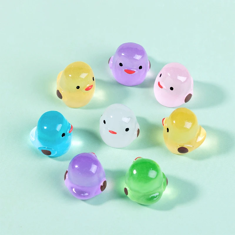 10Pcs Luminous Chick Miniature Resin Figurines Glow in the Dark Cartoon DIY Landscape Decor for Home Garden Micro Scene Gifts