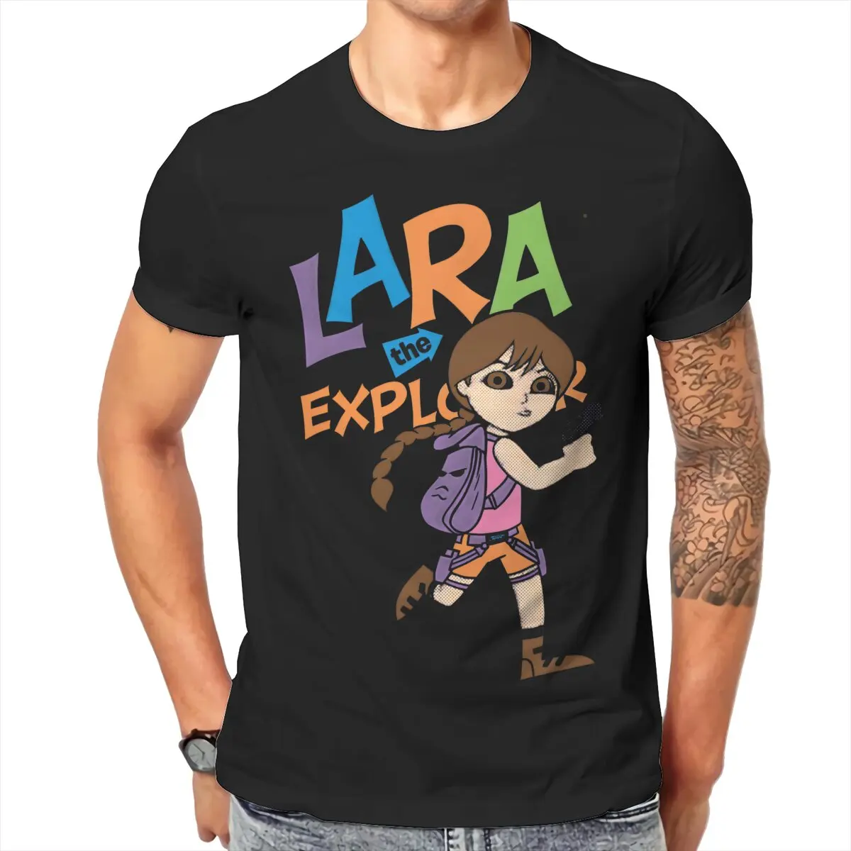Tomb Raider Game Lara Croft Cute T Shirt Punk Men Tees Summer Clothing COTTON O-Neck TShirt