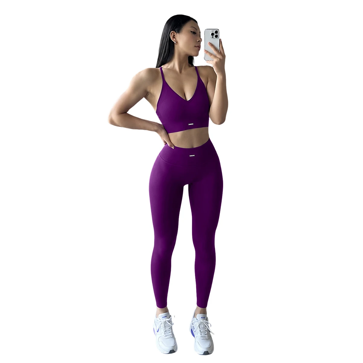 Damen 2-teiliges Yoga-Set, Spaghetti-Trägertop + lange Hose, dehnbar, atmungsaktiv, Sportbekleidung, Fitness-Trainingsanzug
