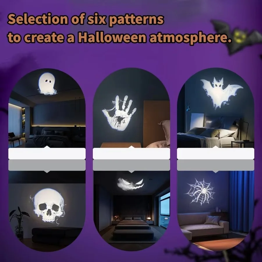 USB Projector Light Halloween Ghost Skull Night Light Switchable Pattern LED Projector Lamp for Room Ceiling Window Wall Decor - view 5