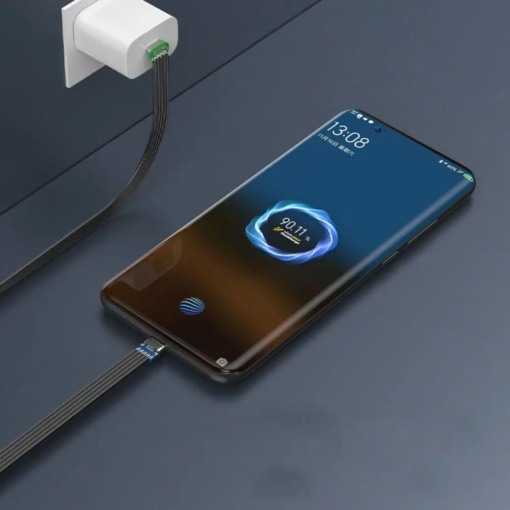 Double Headed Fast Charging Cord Anti Oxidation Lightweight Fast Charging Data Cord Flexible Flat Data Transfer