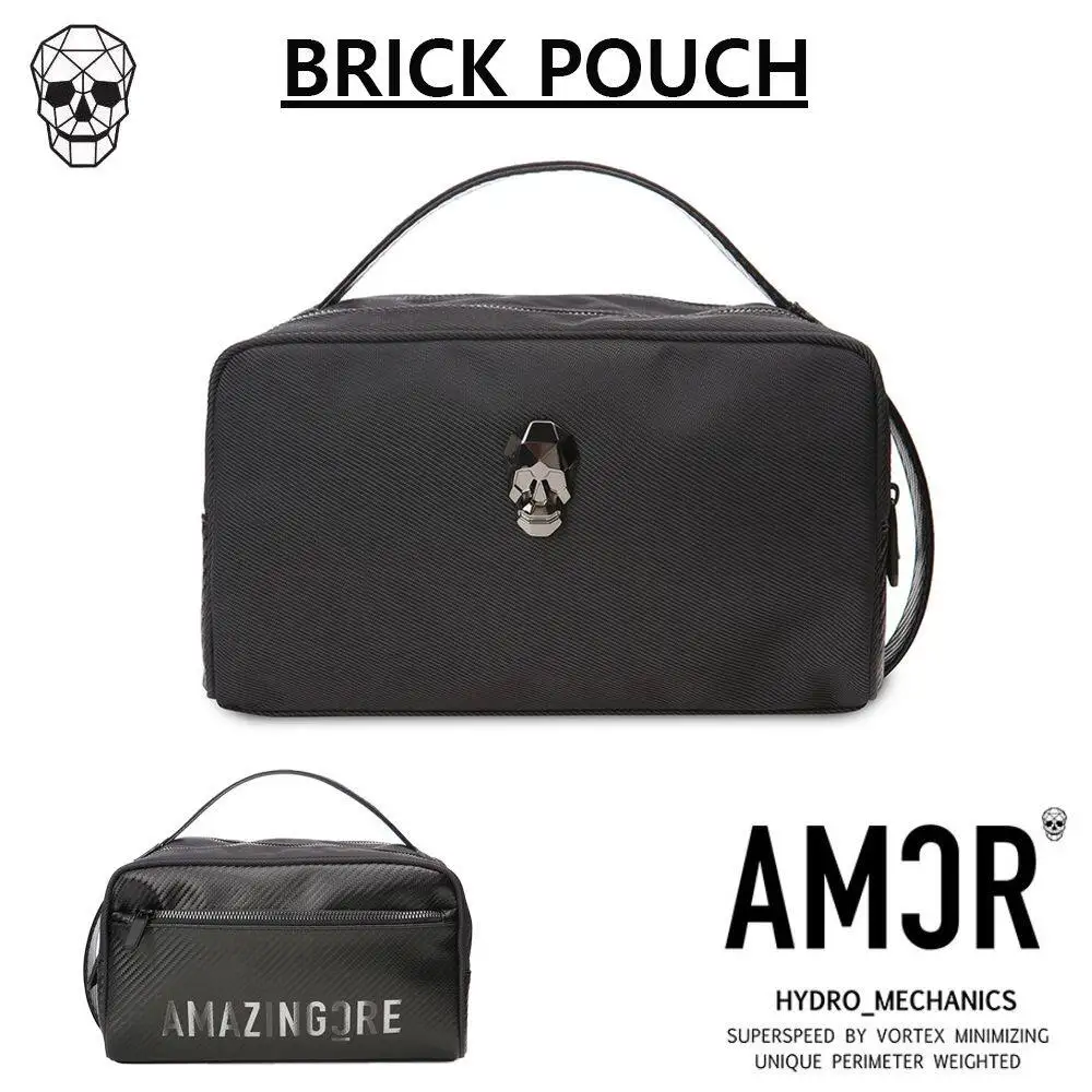 

Golf handbag clutch bag skull cosmetic bag double storage bag imported fabric sliding handle