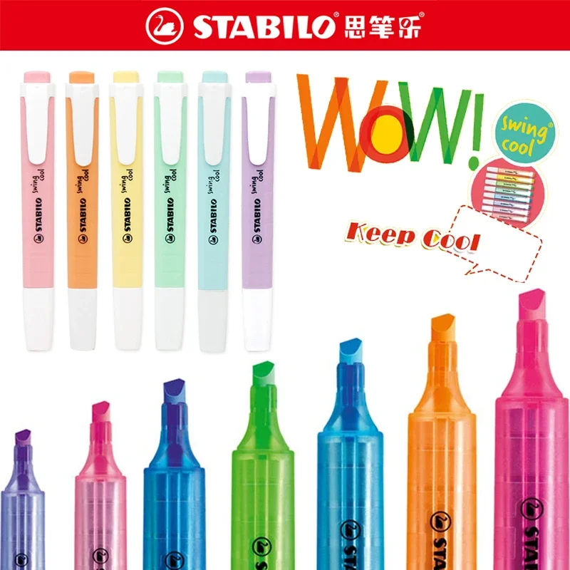 6/8 Colors STABILO 275 Highlighter Classic Macaron Color Markers Student Creative Cute Hand Account Notes Graffiti Stationery