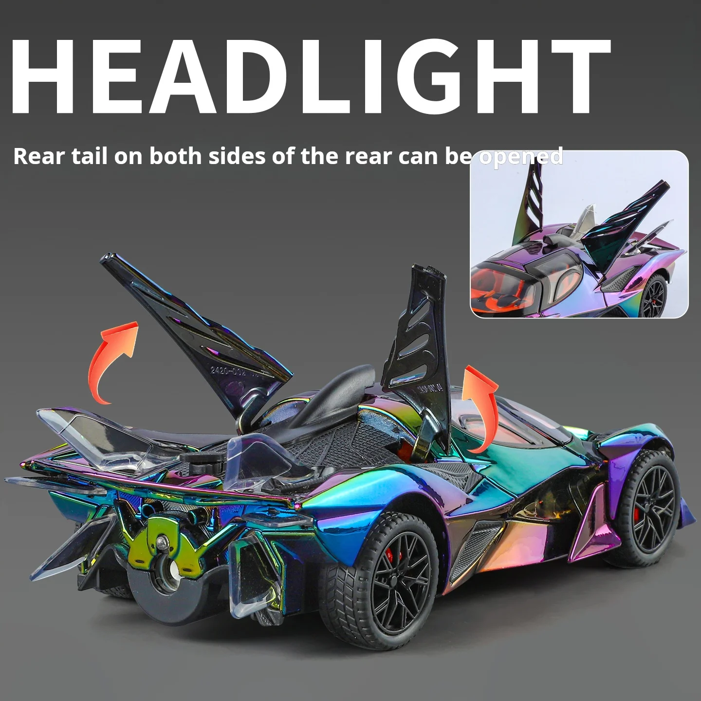 รถโมเดลอัลลอยด์ อัตราส่วน 1:24 รุ่น Apollo EVO รุ่นพ่นสีเคลือบเงา รถโมเดลไดแคสต์ พร้อมเสียงและไฟ ของขวัญสำหรับเด็กผู้ชาย ของสะสม