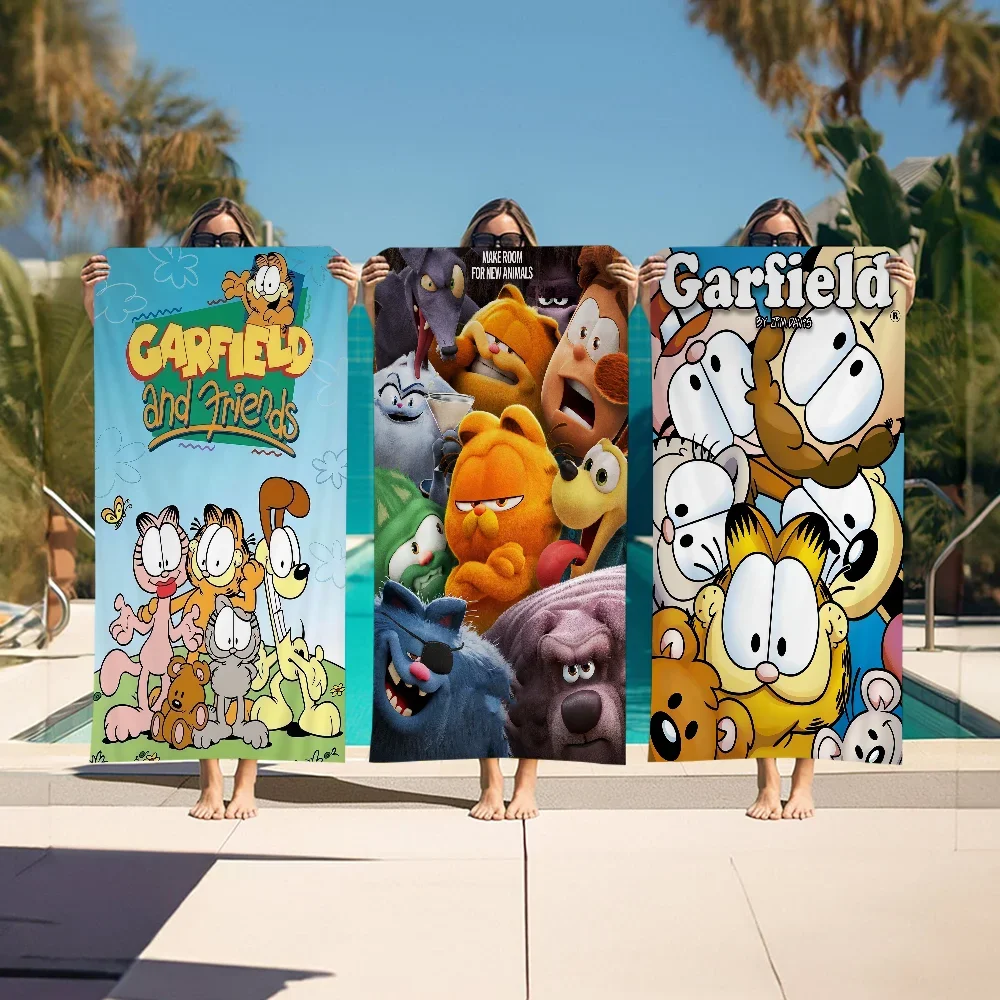 Anime G-Garfields Cat Movie Beach Towel For Kids Personalized Bath Pool Vacation Gift Picnic Party Gift