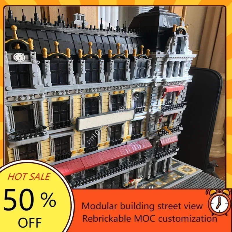 10126 шт., модульная модель для кафе, отеля, MOC, креативная модель с видом на улицу, пазлы на заказ, архитектура, сделай сам, образование, сборная модель, игрушки, подарки