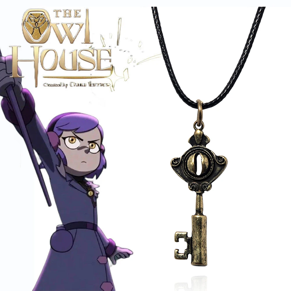 Anime The Owl House Necklace Portal Key Bronze Plated Metal Amity Eye Pendant Owl House Cosplay Necklace Jewelry Gifts For Fans