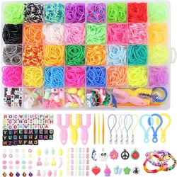 40 Grids 2600PCS+ 32 Color Rubber Band Bracelet Kit Diy Colorful Bracelet Necklaces Making Kit With Storage Box DIY Art Craft Ki
