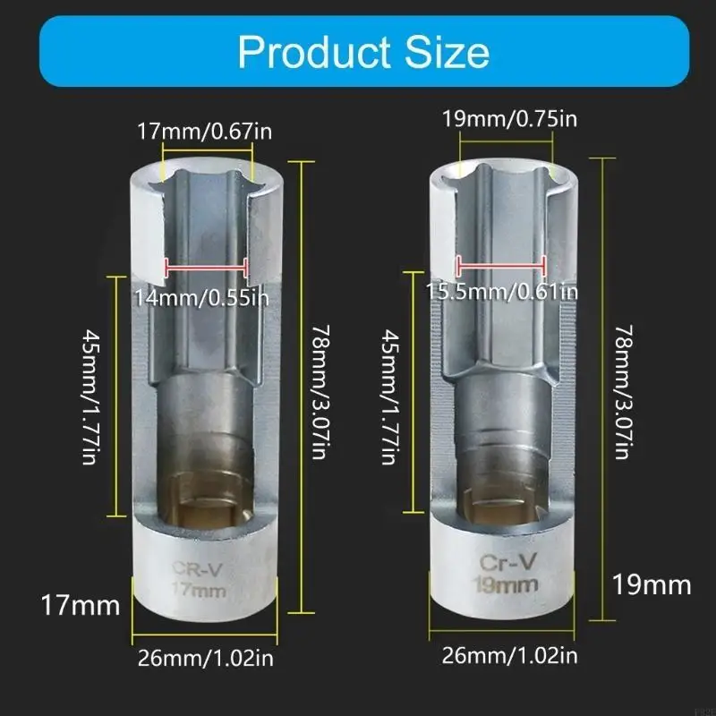 

P82E 17mm/19mm Oil Pipe Socket Diesels Fuels Line Socket for Garage and Workshop Use