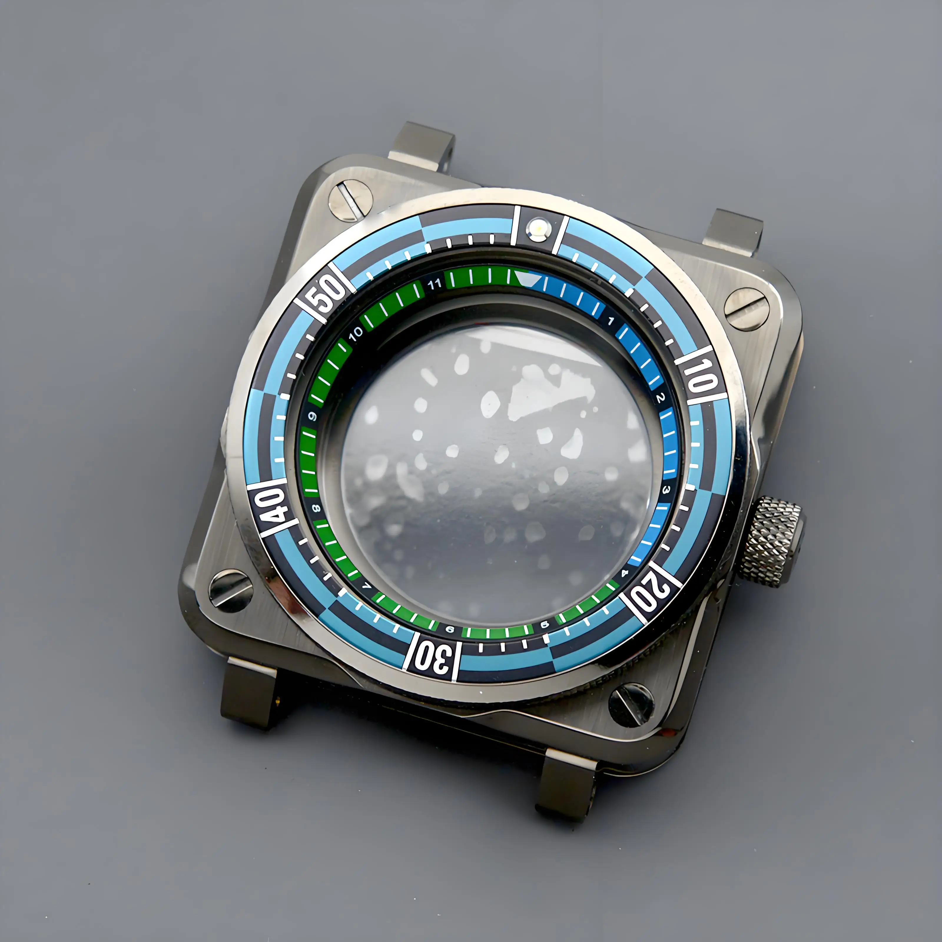 بندقية اللون مربع الرجال الغوص ساعة الياقوت كريستال 10ATM مقاوم للماء صالح NH34 NH35 NH36 NH38 NH39 ساعة أوتوماتيكية إصلاح أجزاء