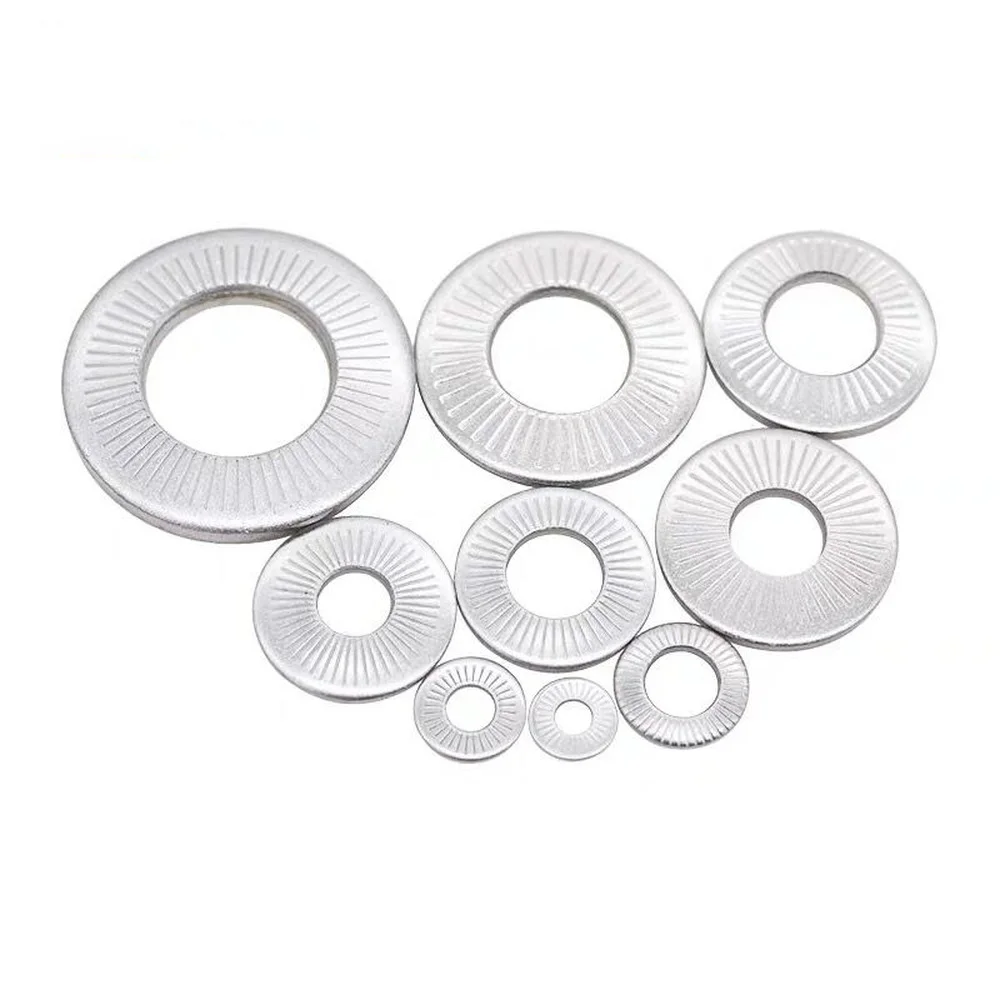 2/ 5/ 10/20/ 50pcs M3 M4 M5 M6 M8 M10 M12 M16 M20 Self Serrated Safety Washers Stainless Steel 304 Type Disc Spring Locking