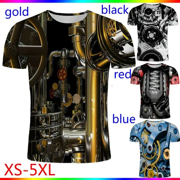 

Men/women Motor Heavy Metal Mechanical Engine Art Funny 3D Printed T Shirt Casual Newest Fashion Hip Hop Short Sleeve Tops