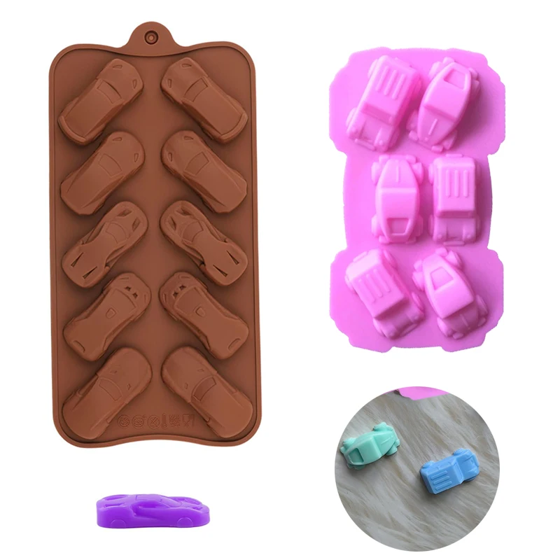 Car Chocolate Silicone Mold Sport Auto Race Ice Cube Tray For Cake Decoration Cupcake Topper Crayon Wax Melts Candy Kitchen Tool