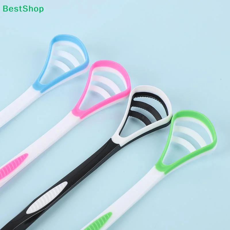 ☽Silicone Tongue Scraper With Ergonomic Handle Double-sided Fresher Breath Tongue Cleaning Brush Oral Hygiene Tool Wholesale