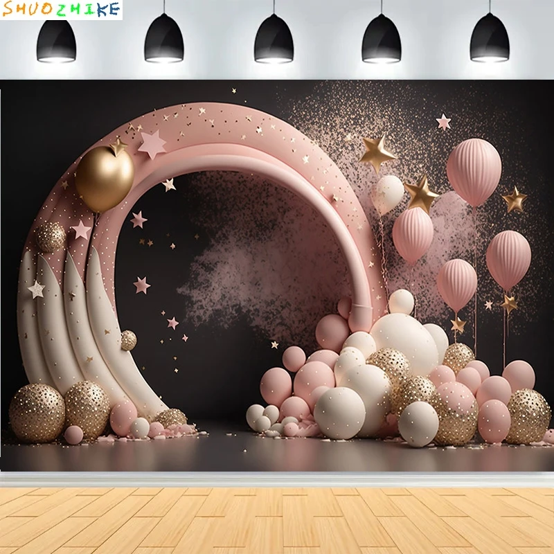 

Фон для фотосъемки с днем рождения для детского душа, воздушный шар для новорожденных детей, принцесса, тропические джунгли, фотофон BB-13