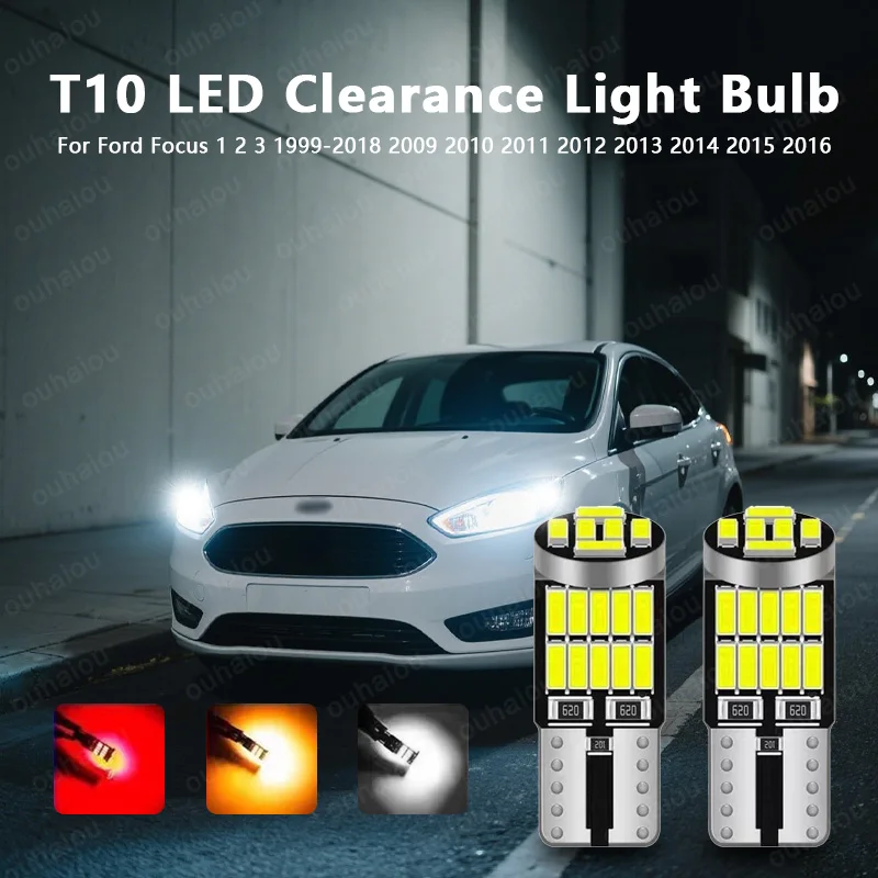 

2 шт. для Ford Focus 1 2 3 1999-2018 2009 2010 2011 2012 2013 2014 2015 2016 светодиодный габаритный фонарь T10 W5W CANbus
