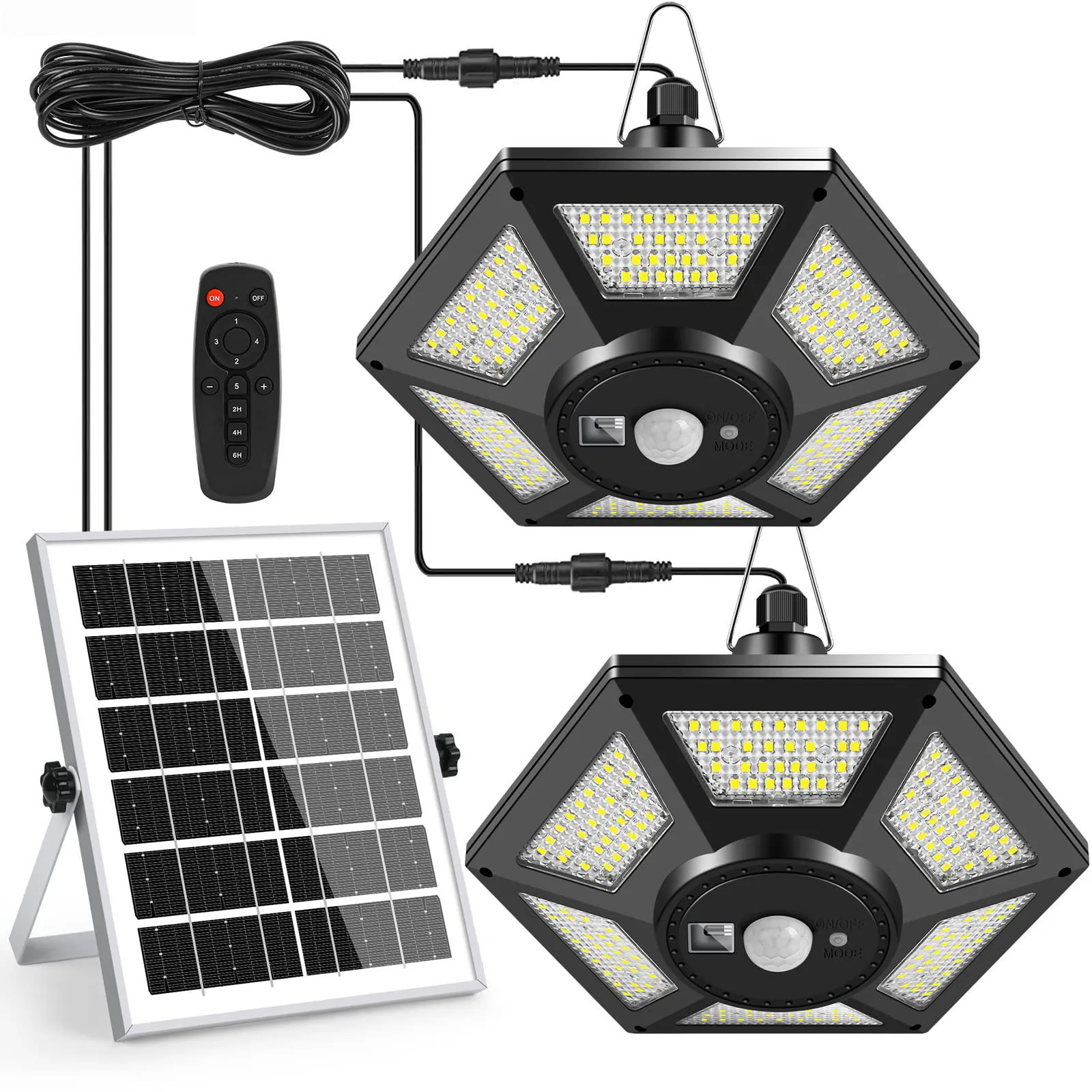 

Solar Pendant Lights Outdoor Indoor with Remote 180LED Solar Shed Light Motion Sensor 5 Lighting Modes for Garage Patio Barn