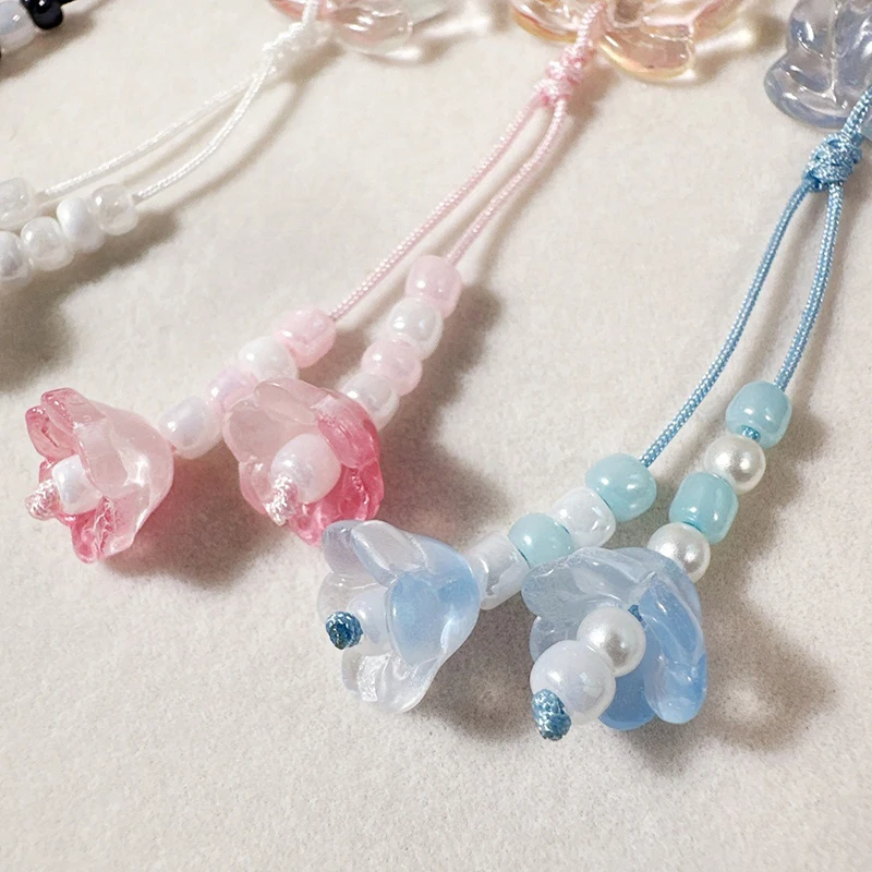 New Chinese-style Handmade Beaded Lotus Pendant Key Chains Mobile Phone Chain for Women Men Ethnic Charm Jewelry Accessory Gift