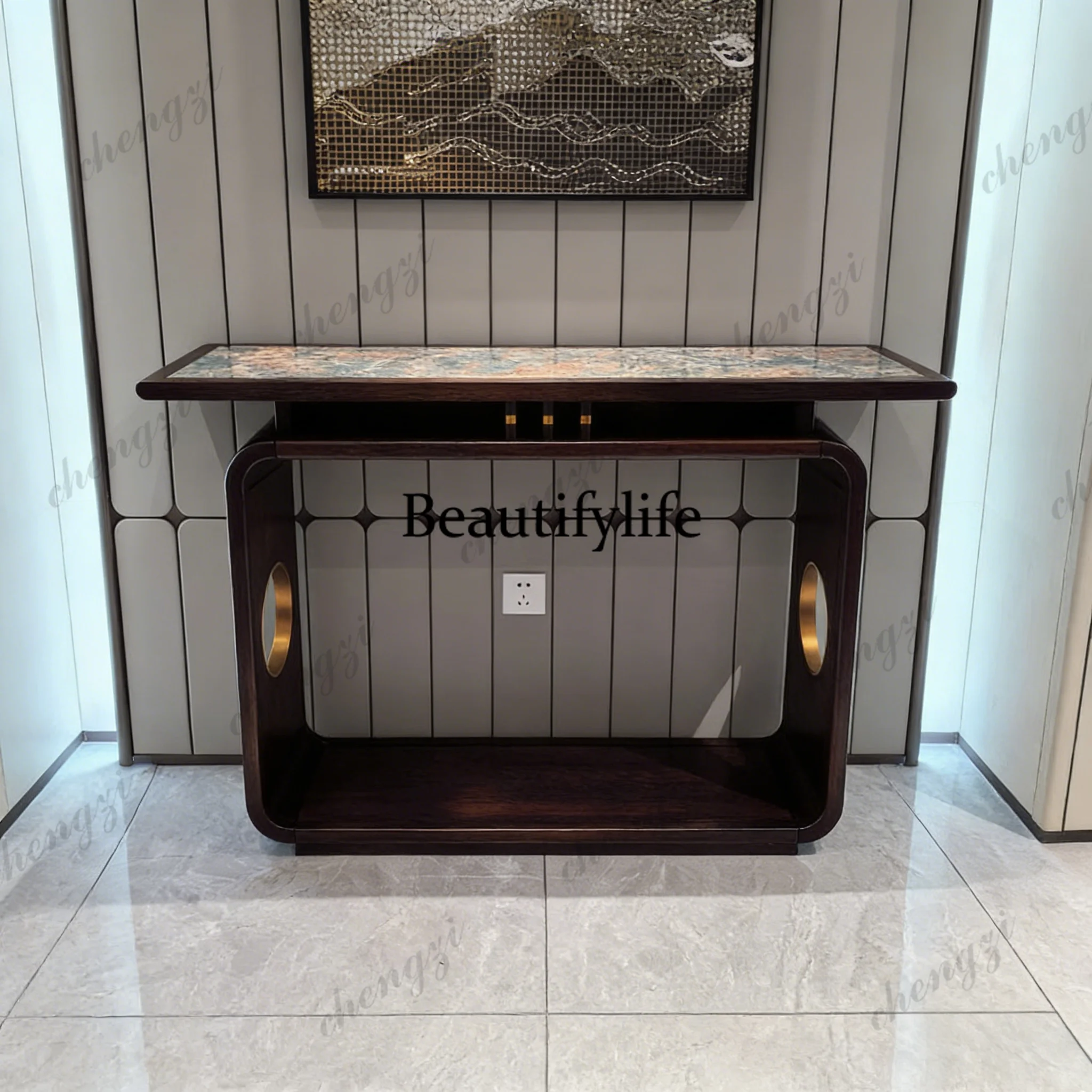 L181New Chinese-style ebony wood table, living room, entrance cabinet end view table, case table, solid wood entrance table