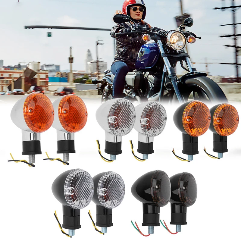 2Pcs Motorcycle Front Rear Turn Signal Light Flasher Retro Indicator Lamp Blinker For Yamaha Bolt XV950 XV 950 R/C Spec 14-18