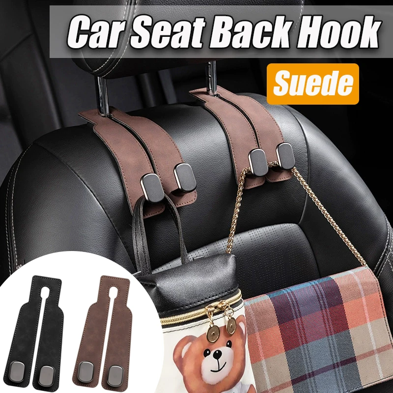 

Car Headrest Hook Suede Rear Seat Dual Hook Suspension 10kg Heavy-Duty Alloy Hanger Universal Decorative Automotive Accessories