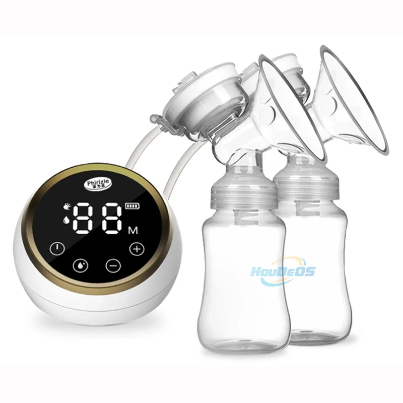 Powerful Double Electric Breast Pump with USB, BPA-Free Milk Bottle & Heat/Cold Pad - Ideal for Nursing Moms