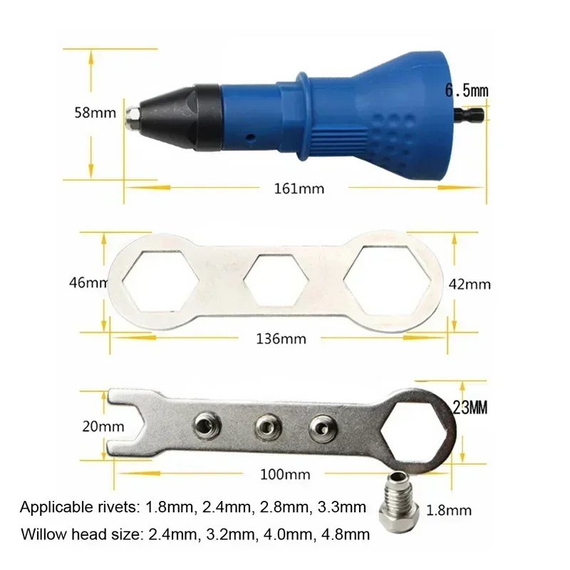 Riveting Insert Cordless Rivet Pull Guns Riveter Drill Tools Drill Adaptor Hand Electric Nut Riveting Tool Nut