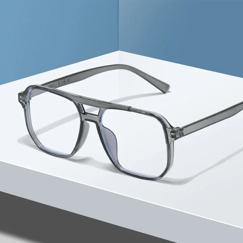 

Fashion Transparent Anti Blue Light Double Bridge Computer Glasses Frame Unisex Square Blocking Glasses Optical Spectacle Oculos