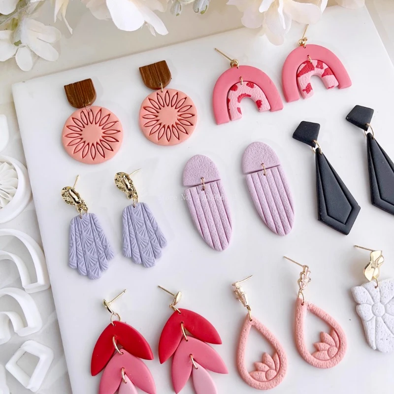 8 Styles Polymer Clay Earrings Cutting Mold Ceramic Mold DIY Handwork Making  Earrings Jewelry Pendant Cutting Shape Tools