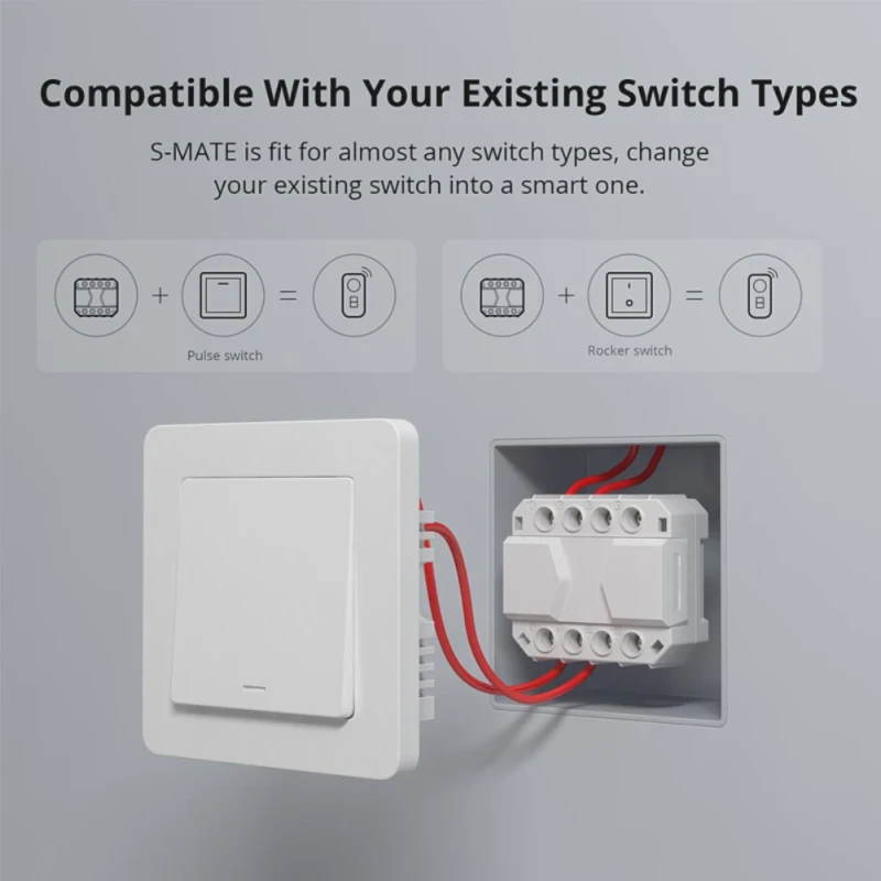 SONOFF MINIR3 / S-MATE WiFi Smart Switch 16A No Neutral Wire eWeLink Wireless Remote Control Works with Alice Alexa Google Home