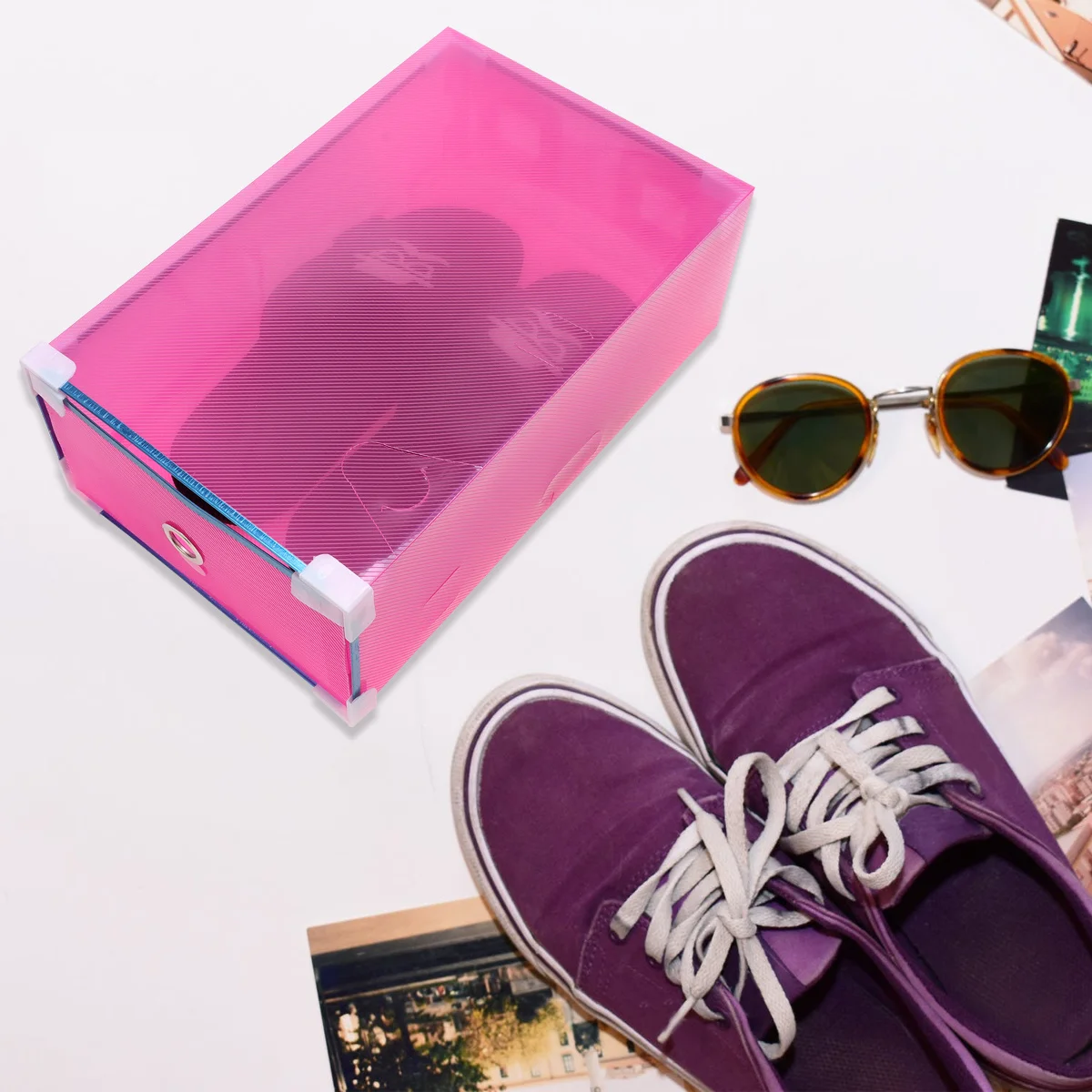 

5Pcs Dustproof Clear Shoe Storage Box Stackable Organizer for Living Room and Balcony Shoes Storage Box Stackable