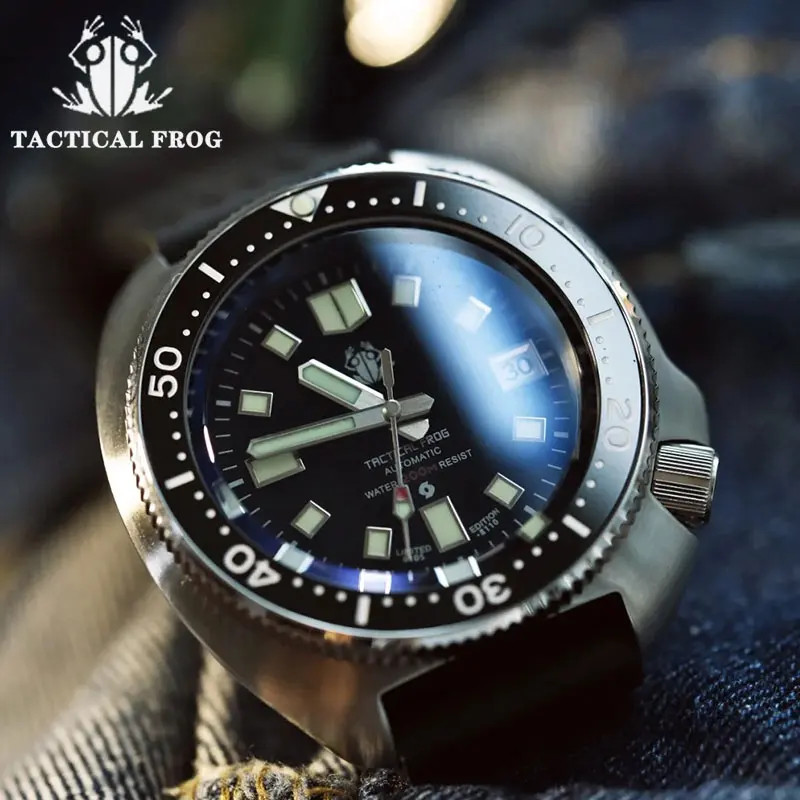 Tactical Frog Abalone Men\'s Diver Watch C3 Super Luminous 20Bar Waterproof Sapphire Crystal NH35 Automatic Mechanical Wristwatch
