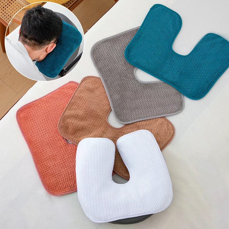 Coral Fleece Head Pad Towels U-Shaped Facial Pillow Covers Thickened Headrest Cushion Facial Care Beauty SPA Massage Supplies