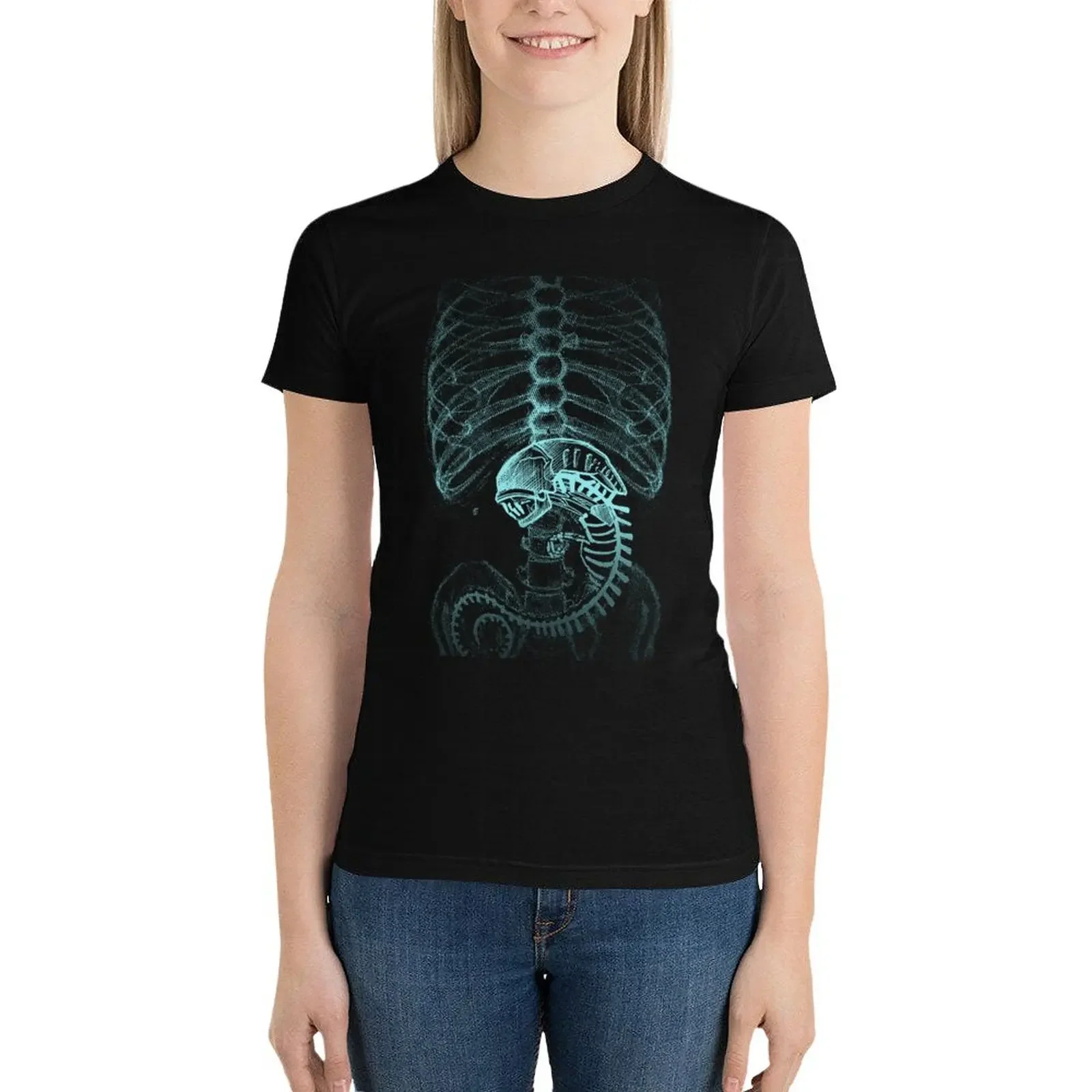 

Alien Radiography, X-Ray T-Shirt vintage clothes summer clothes plus size tops t shirts for Women loose fit