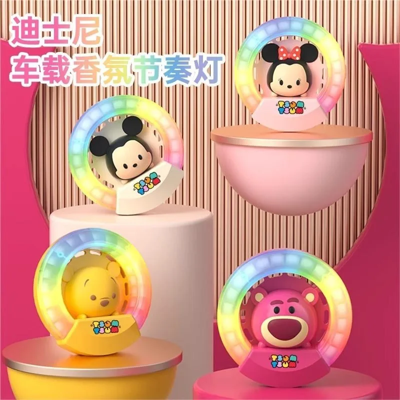 Disney Mickey Mouse Car Voice-activated Atmosphere Light Air Outlet Car Aromatherapy Rhythm Light Cute Healing Luminous Ornament