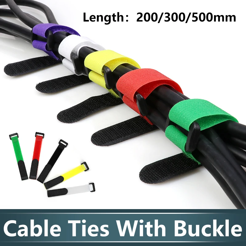 

5~300pcs Reusable Cable Ties Reverse Buckle Hook Loop Bundle Fastener Width 20mm Nylon Self Adhesive Strap Line Wire Organizer