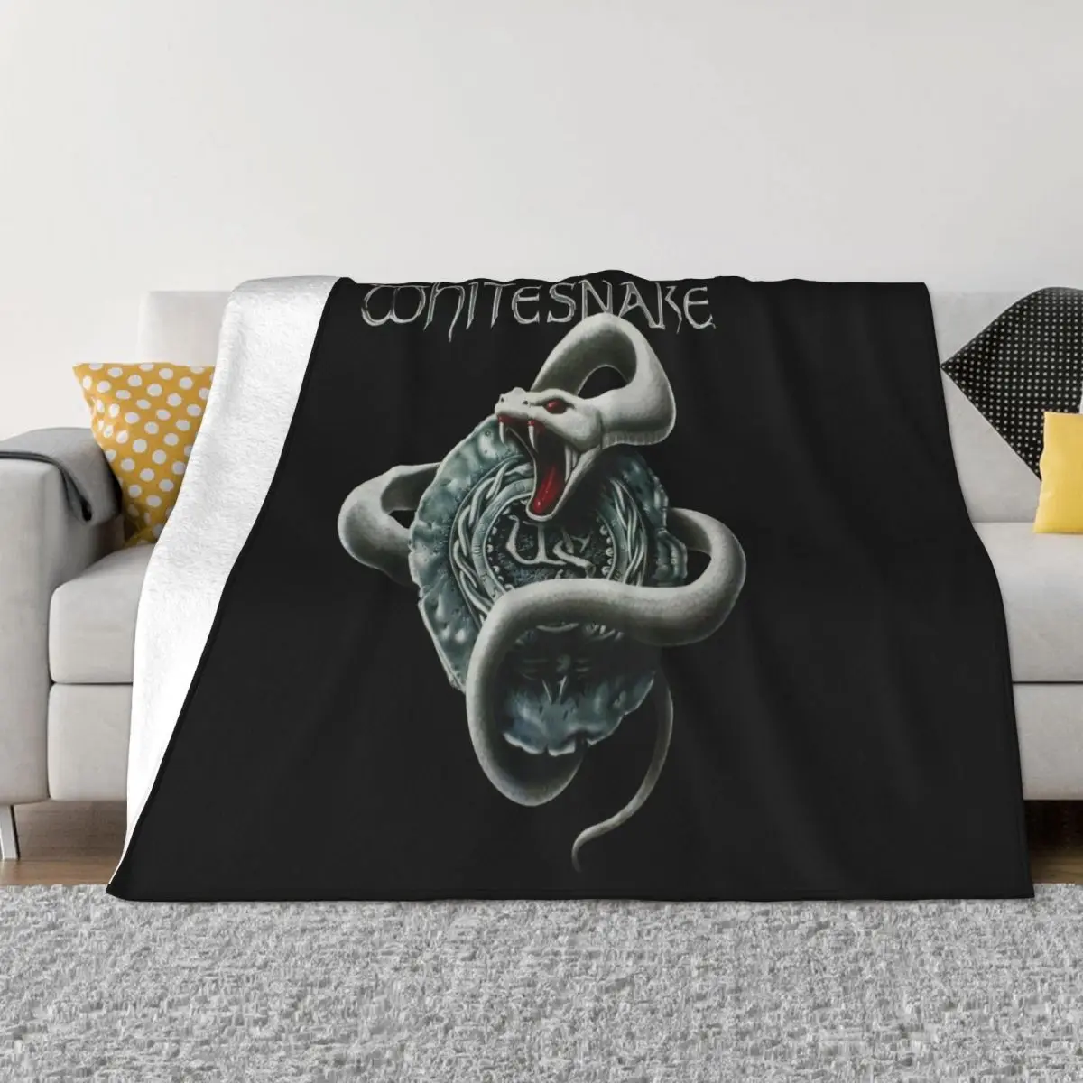 Whitesnake White Snake David Coverdale Hard Rock Deep Purple New Black M Throw Blanket