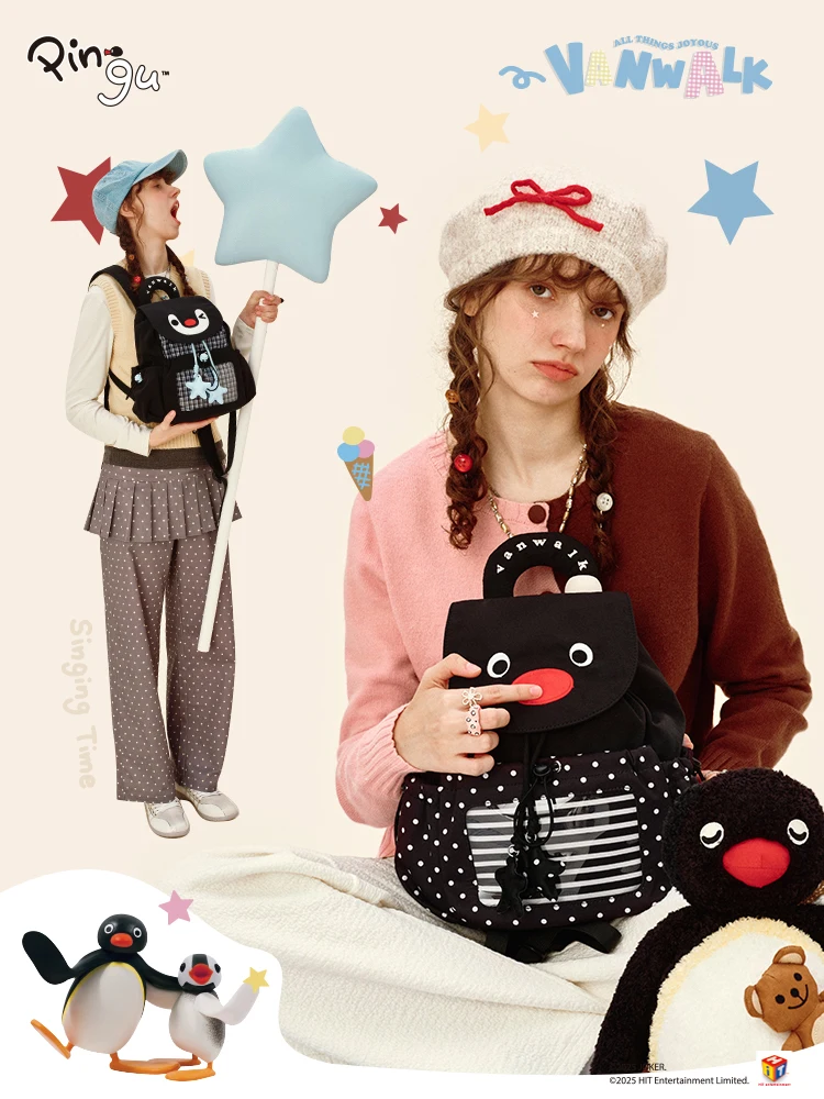 

Pingu Penguin Travel Backpack Girls Small-Capacity Pain Pack Drawstring Backpack Trend Commuter Bag Birthday Gift