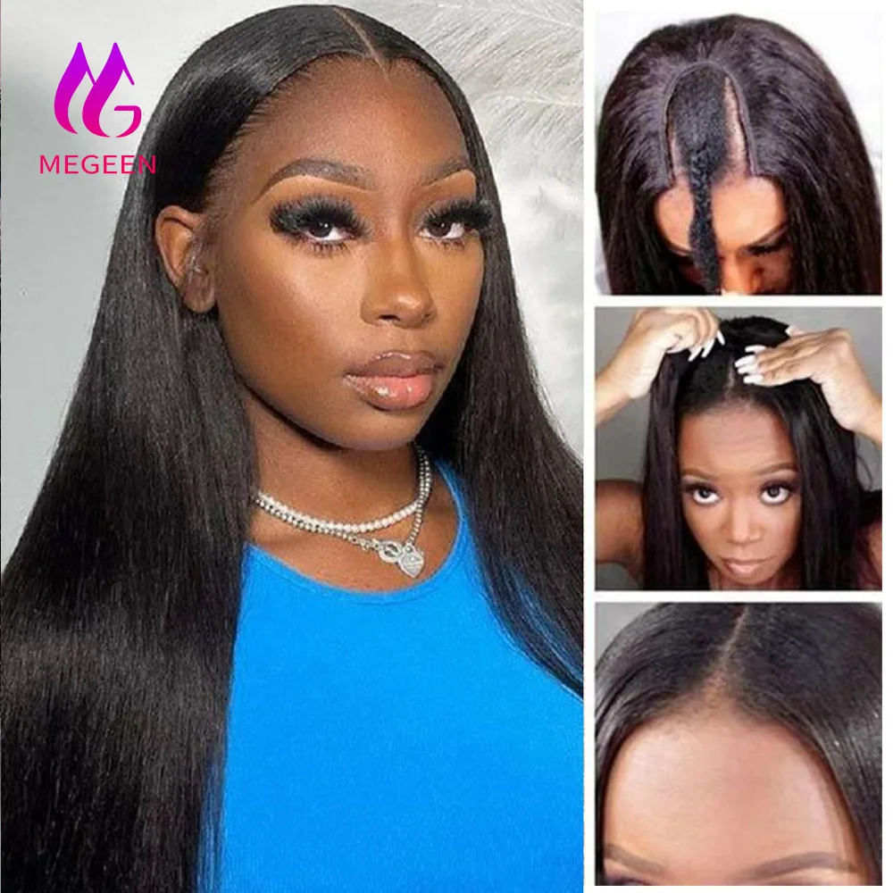 Megeen Stright Beginner Friendly Upgrade U Part Wig Human Hair Burmese Full Machine Wigs For Women No Sew In No Glue 18-30 Inch