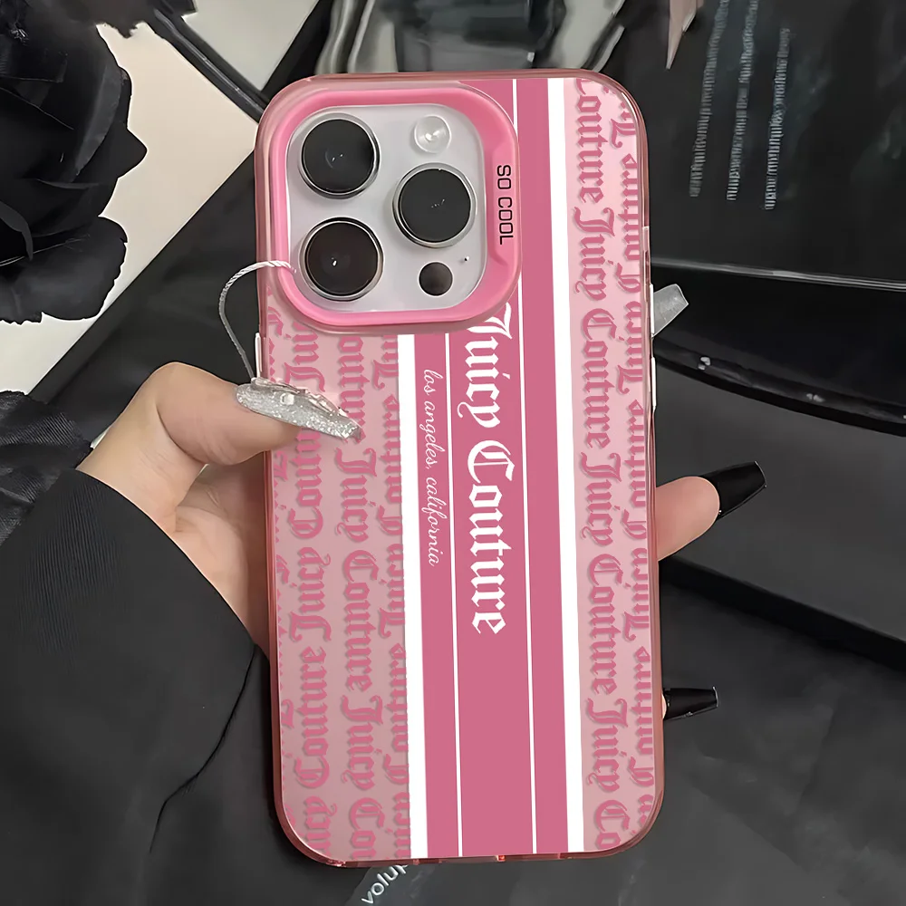 Pink J-Juicy Couture Handyhülle für iPhone 17 16e 16 15 14 13 12 11 mini Pro Max X XR XSMAX 8 7 Air Plus – Mattierte Rückseite – Detail 6
