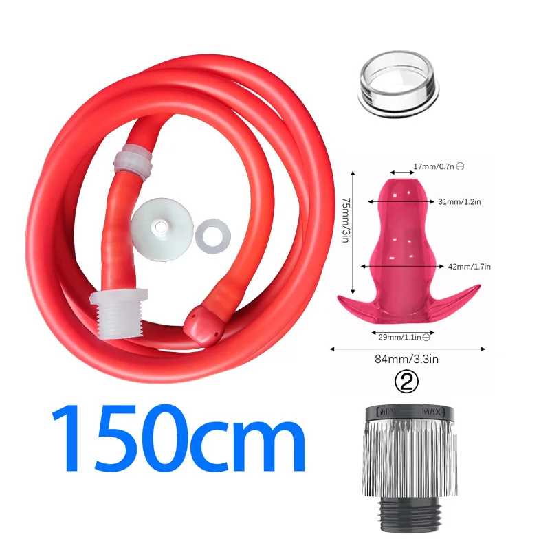 WETIPS Shower Hose for Enema Douche Sets 5 Holes Silicone Washing Bidet Cleaner with Anti-backflow Tube Lavement Anal Enema
