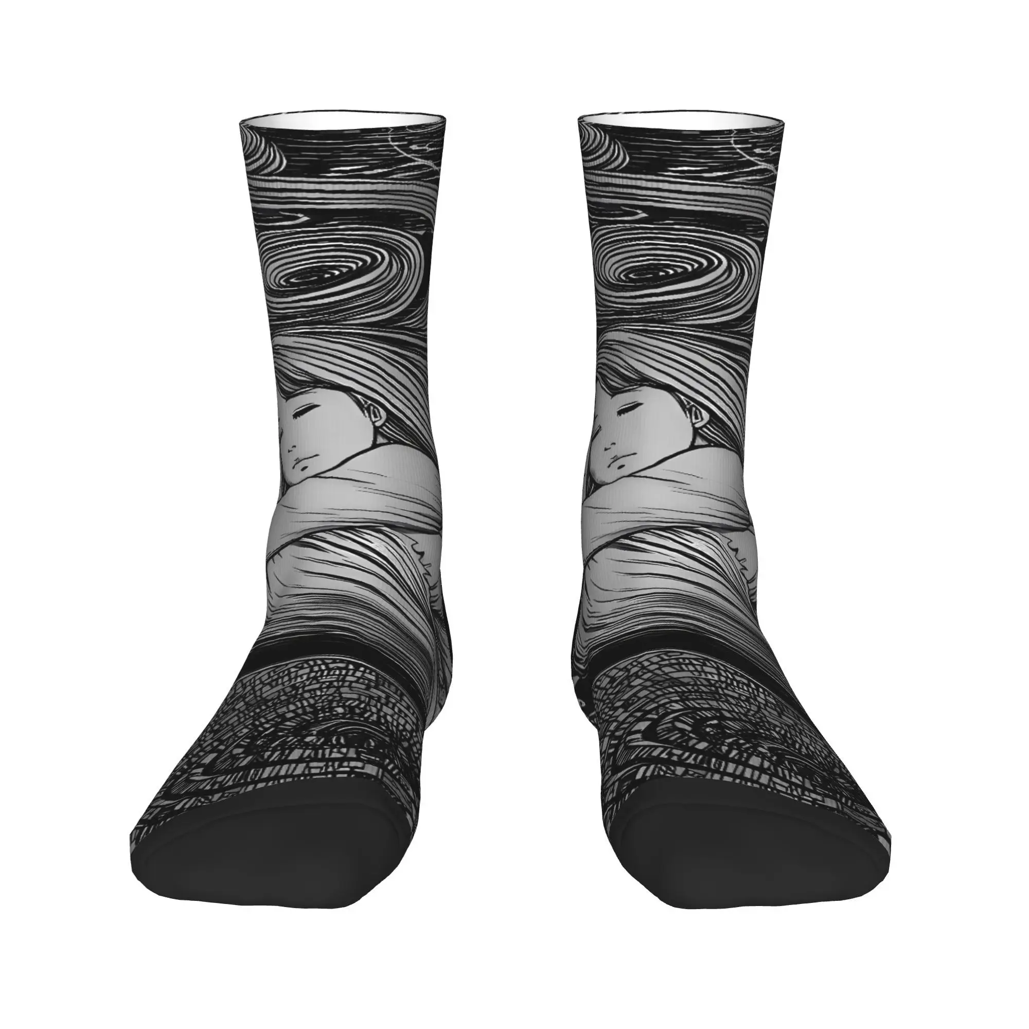 Tomie junji ito meias elegantes mulheres homens meias respiráveis primavera ao ar livre impresso anti skid meias presente