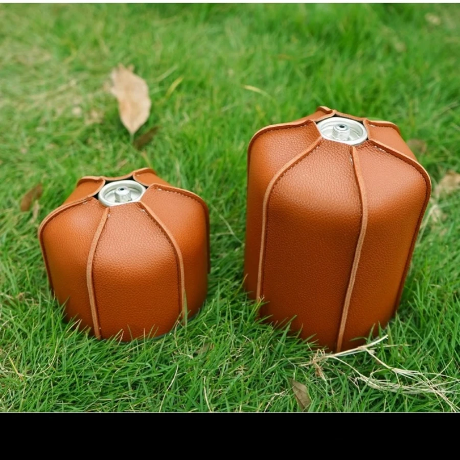 1 pc Camping Flat Gas Tank Leather Cover, Retro Camping Gas Lamp Fuel Tank Protection Cover, Mountain Stove PU Cover