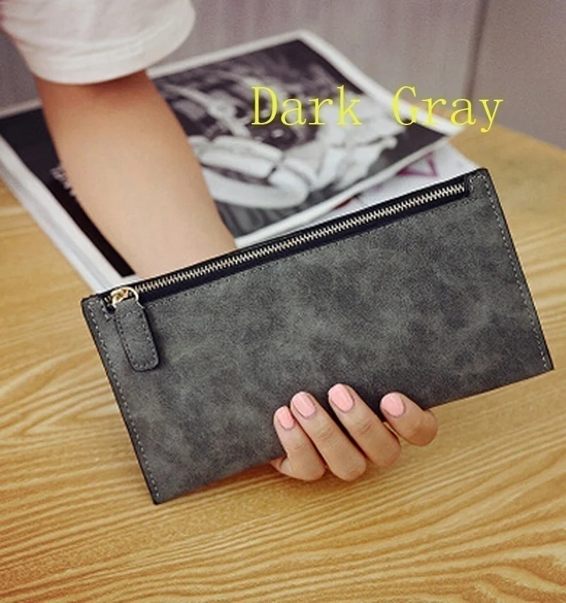 Fashion Vintage Women Card Phone Storage Bag Long PU Leather Wallet Purse Zipper Handbag Clutch Bag