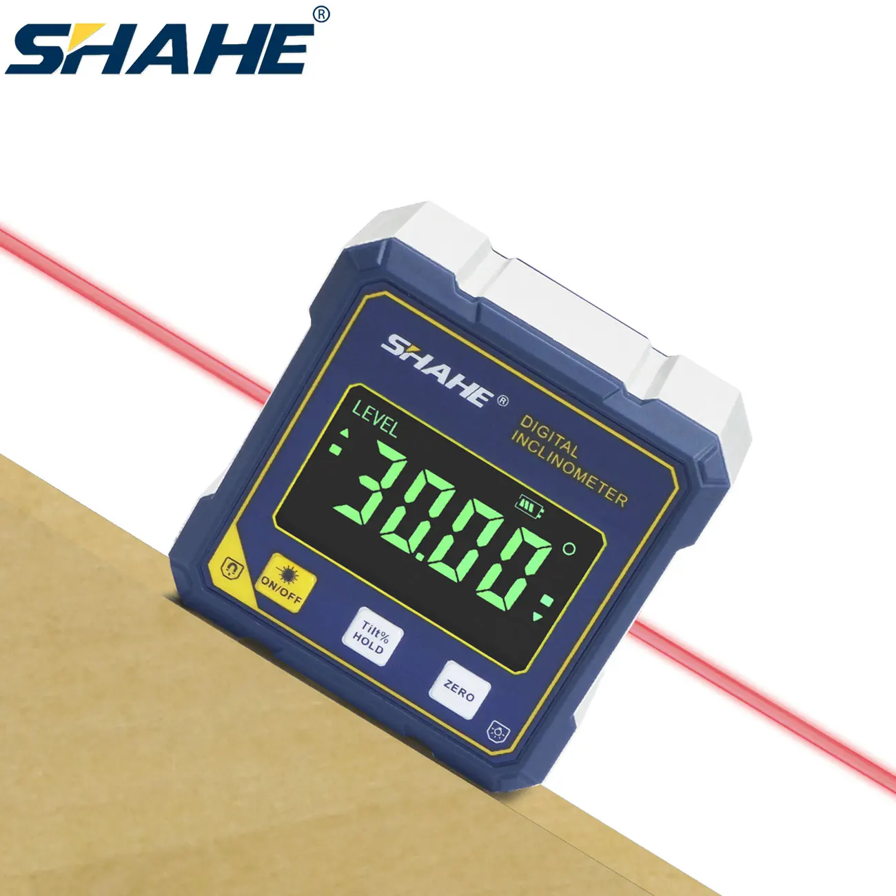 SHAHE Rechargeable Digital Angle Finder with Dual Laser- 4-Side Magnetic Inclinometer Woodworking Measuring Tool Level Box