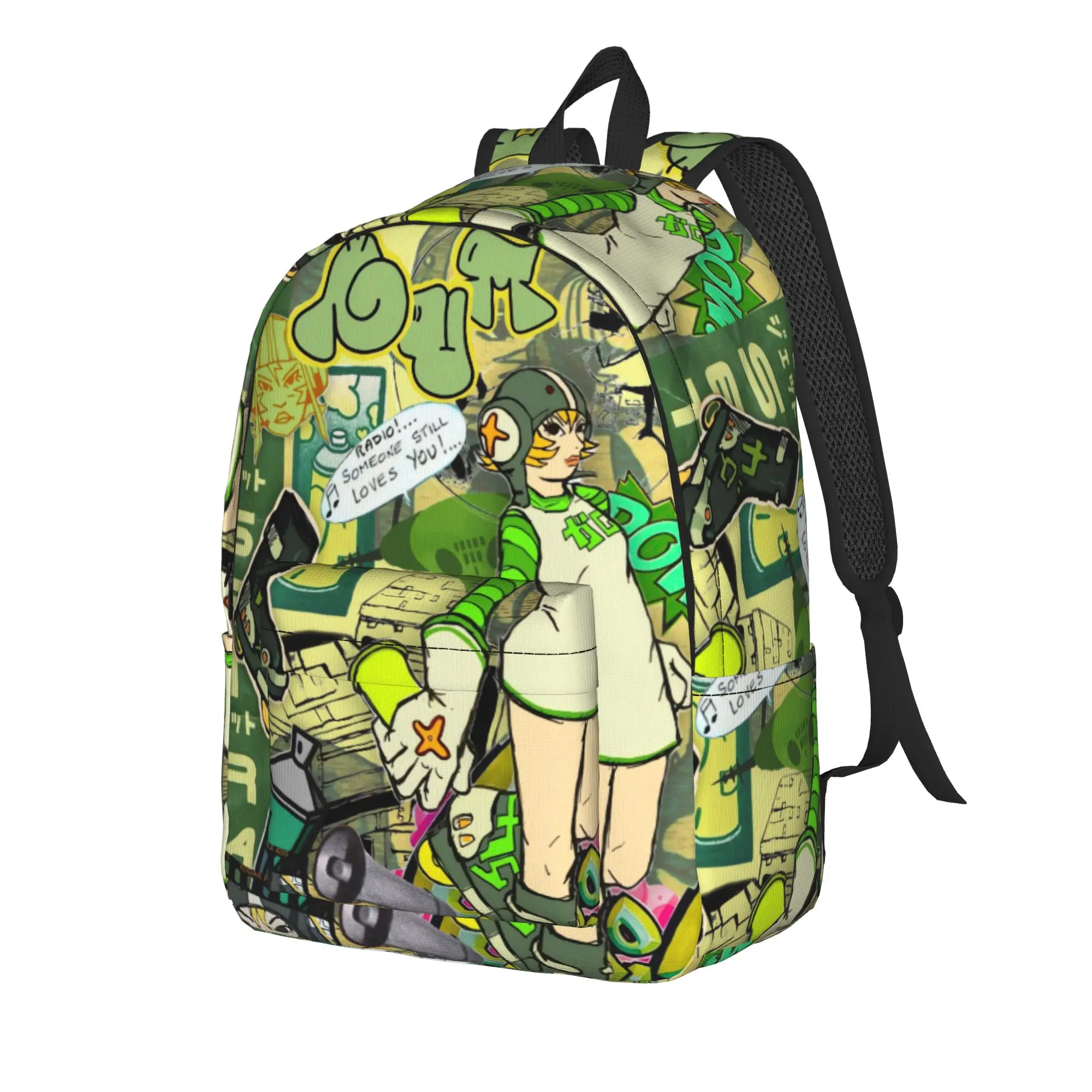Jet Set Radio Future Backpack  Girl Polyester Outdoor Backpacks Big Elegant High School Bags Rucksack